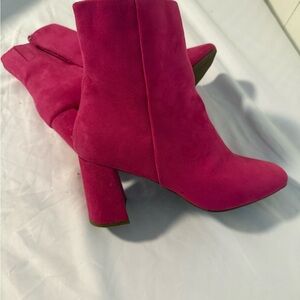 Pink Suede Ankle Boots